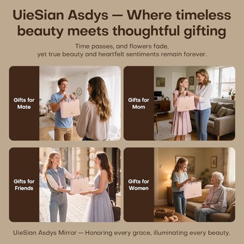 Makeup Mirror with Lights, 10X Magnifying Vanity Mirror, Dimmable Touch Control, Portable Travel & Desk Mirror with Stand, Christmas Birthday Gift for Women Her Girlfriend Wife Mom