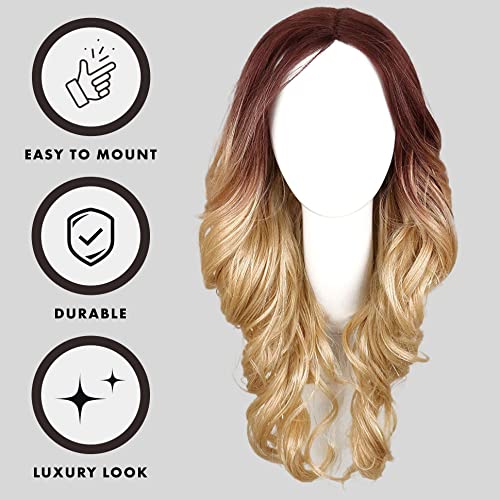 everlong Wall-Mount Wig Display Stand, Wigs, Works for Wigs, Hair pieces, Synthetic and Human - Patented Durable White Mannequin Head, Wig Holder for the Home and Salon