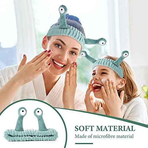 Face Wash Headband, Palm and Snail Spa Hair Bands Makeup Headbands Women Cartoon Cute Coral Fleece Elastic Headband Creative Hair Accessories for Washing Face Shower Beauty Skincare