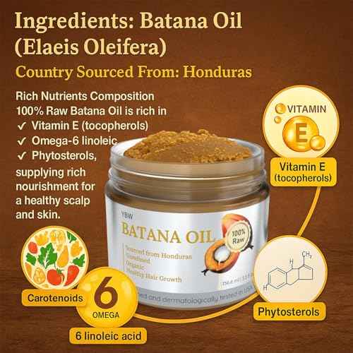 YBW Batana Oil for Hair Growth Dr. Sebi Organic, Natural, Pure and 100% Raw Batana Oil Paste from Honduras - Botana Enhances Hair Thickness, Prevents Loss for Men and Women