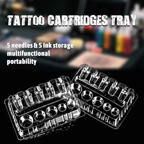 Disposable Tattoo Cartridges Tray 20pcs Plastic Tattoo Tray 5 Cartridge Needles Holders 5 Ink Holders/Cleaning Cups Disposable Tattoo Supplies (Small)