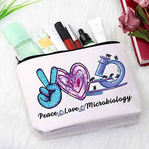 GJTIM Microbiologist Gift Cosmetic Bag Love Microbiology Science Lab Week Makeup Bag for Women in Science