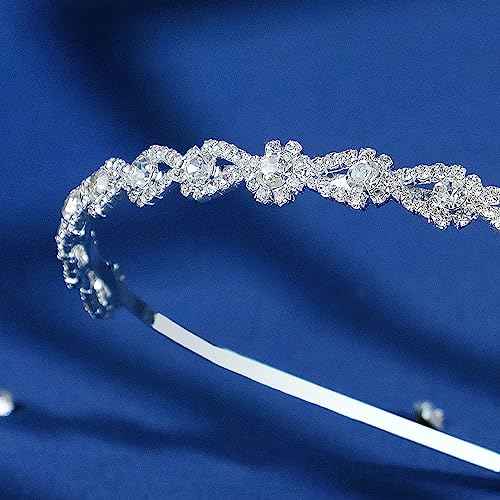 MAFELOE Fashion Rhinestone Alloy Headbands, Wedding Hairband Bridal Headpieces Hair Decorative Accessories for Women Ladies- Silver-SZ-SD