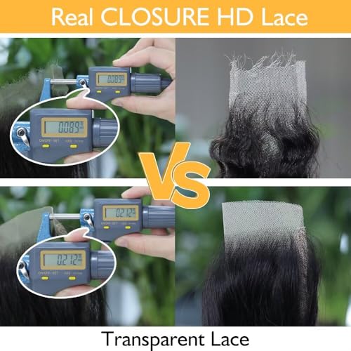 Burmese Curly Clousre Human Hair 5x5 Hd Lace Closure 12a Brazilian Raw Human Hair Pre Plucked With Baby Hair Invisible Ultra-Thin Hd Lace Single Knot Closure Nature Black 14 Inches