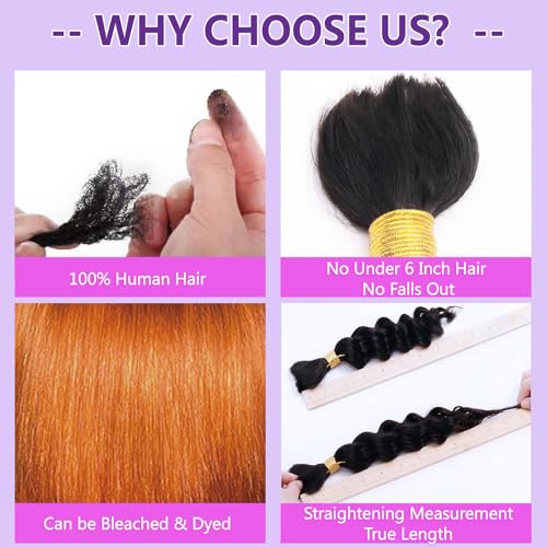 Human Braiding Hair for Boho Braids 110g Deep Wave Bulk 100% Human Hair for Braiding Knotless Brazilian Virgin Crochet Hair Extensions Bulk Bohemian Micro Braiding 3 Bundles Natural Color 20 Inch