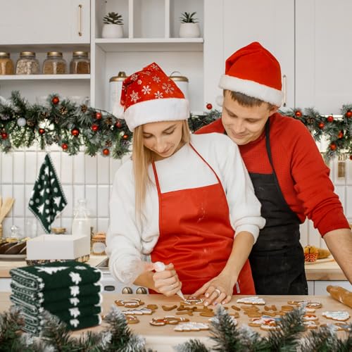 6 Pcs Christmas Washcloths Cotton Wash Cloths 13" X 13" Winter Xmas Kitchen Small Face Towels Absorbent Soft Bath Towels for Christmas Holiday Party Decor(Green,Xmas Tree)