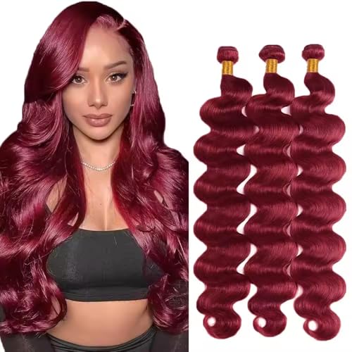 99J Human Hair Bundles Burgundy Body Wave Bundles 12 12 12 inch Mixed Length Brazilian Remy Red Human Hair Bundle 300g