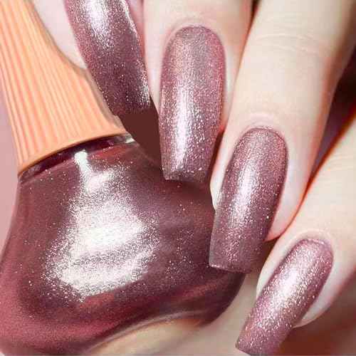 Rose Nail Polish, Quick Dry Nail Lacquer, Rose Shimmer Glitter Nail Polish, Chip-Resistant & Longwear Formula, High Shine Finish,Salon-Quality for Women 0.41 fl oz