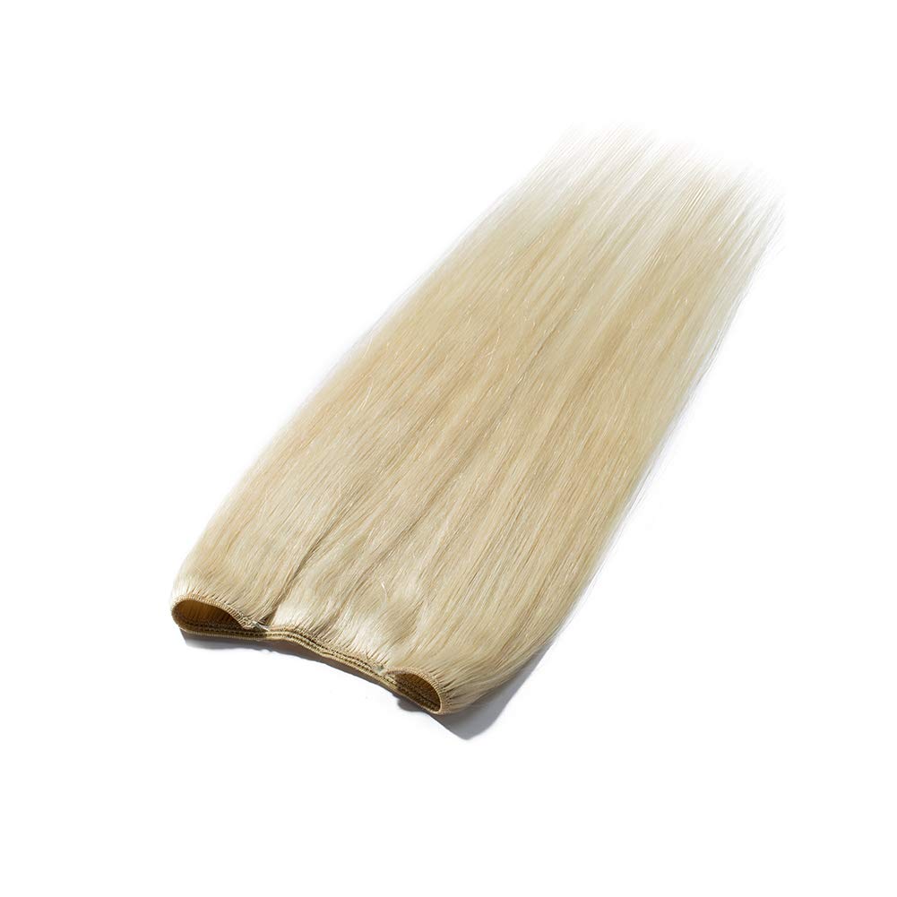 MY-LADY Thicker One Piece Wire Hair Extensions Real Human Hair 18 Inch Invisible Wire Headband Secret Miracle Wire Hidden Fish Line Hair Extensions Platinum Blonde 100g