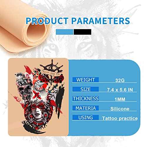 CINRA Double Sides 15 Sheets 7.4x5.6" Blank Tattoo Practice Skin, Soft Silicone Pads for Tattoo Supplies