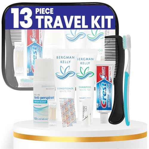 Trektote Travel Toiletry Kit For Men And Women ? 13 Piece Set of Travel Size Toiletries, TSA Compliant, Travel Essentials, Includes Shampoo And Conditioner, Body Wash, Oral Care, Toiletry Bag & More