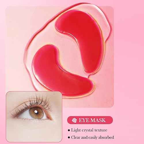 10 Pair Under Eye Mask & 10 Pair Lip Mask Skincare Set, Rose Pink Lip Patches & Under Eye Patches for Puffy Eyes, Dark Circles, Dry Lips Lines, Deep Hydrating Moisturizing, Gifts for Mom Women