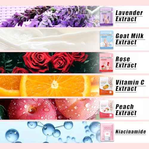 6 Pairs Hand Mask for Dry Cracked Hands,Nourishing Moisturizing Gloves,Hands Moisturizer for Deep Moisturizing,Silky Smooth Moisturizing Gloves,Hand Care Mask Set(A)