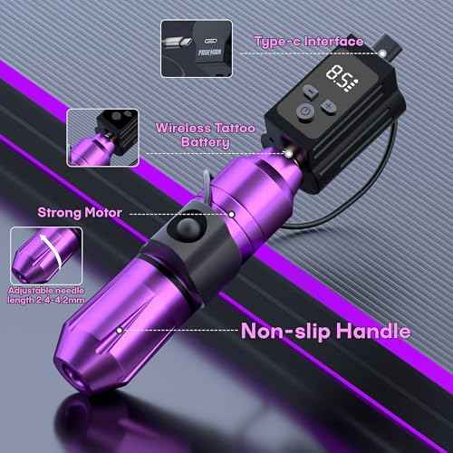 POSEIDON Wireless Rotary Tattoo Machine Kit with 20 Tattoo Cartridge Needles & Ink Set | Professional Portable Tattoo Pen Gun for Beginners | Complete Starter Supplies (TK201)