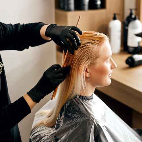 5Pairs Hair Dye Gloves Black Rubber Glove Reusable Cleaning Gloves Non-slip Bouncy Professional Hair Coloring Accessories for Salon Hairs Dyeing(Medium)