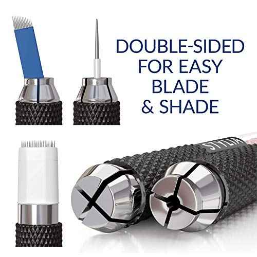 Microblading Supplies 10 Piece Double Sided Manual Tattoo Pen Kit for Permanent Makeup Supplies | Durable Aluminum Pen With Lock-Pin Tech & Ergonomic Grip | Shape Eye Brows, Black