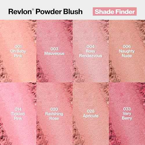 Revlon Powder Blush Face Makeup, High Impact Buildable Color, Lightweight & Smooth Finish, 004 Rosy Rendezvous, 0.17 oz