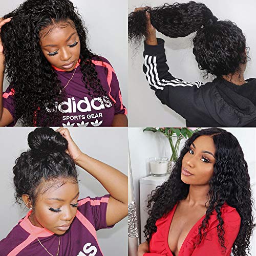 GLOWNINA 13x4 HD Lace Front Wigs Human hair Deep Wave Lace Front Wigs Human Hair Water Curly Lace Frontal Wigs Pre Plucked With Baby hair 180% Density Human Hair Wigs For Women 18 inch