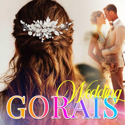 Gorais Leaf Bride Wedding Hair Comb Pearl Bridal Hair Piece Crystal Side Comb Hair Accessories for Women and Girls