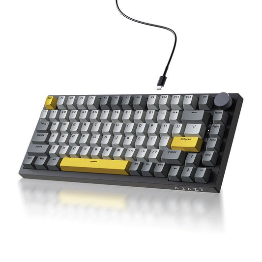 Ajazz AK820 75% Wired Gasket Mechanical Gaming Keyboard with Volume Knob - South Facing LED - PBT Keycaps - Programmable RGB Hot Swap Keyboard