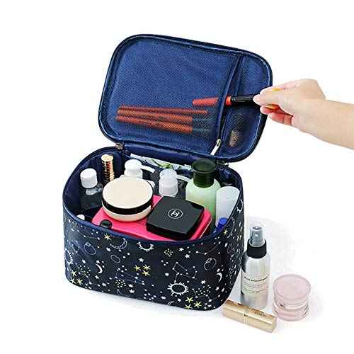 HOYOFO Makeup Bag Cosmetic Bags for Women Travel Makeup Organizer Case, Starry Sky