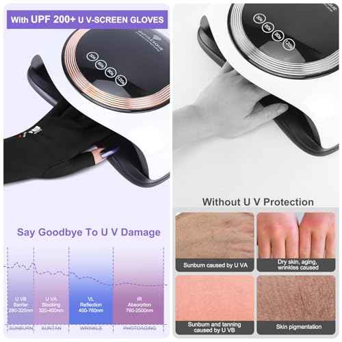 Fingerless Gloves, UV Protection Gloves for Women, Ideal for Gel Manicures and UV Light for Nails, Lightweight and Stretchy Fabric