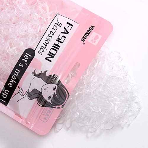 Youxuan 1000-Pack Elastic Hair Ties Non-slip Rubber Hair Bands for Girls, Clear