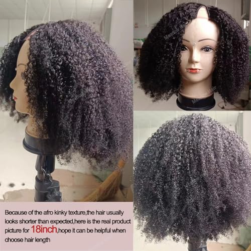 Afro Kinky Curly V Part Wig Human Hair Brazilian Virgin Upgrade U Part Wigs Glueless Afro Curly 180 Density Vpart Wig No Leave Out For Black Women 16Inch