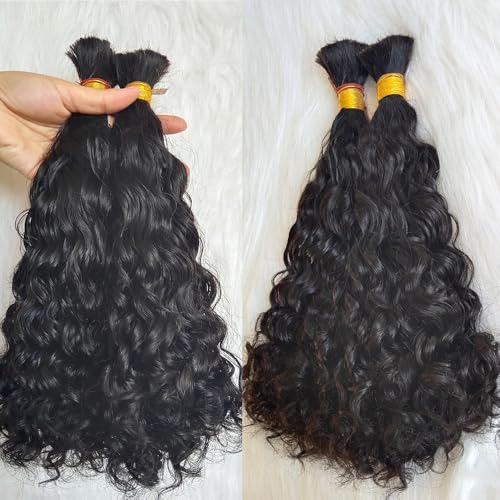 Brazilian Loose Curly Hair Bulk Human Hair Bulk For Braiding No Weft Full End Braids Remy Hair Weaving Extensions Natural Black Color 22 Inch 100g