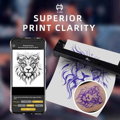 GBK Wireless M8 Tattoo Stencil Printer with 5pcs Transfer Paper - Bluetooth Tattoo Stencil-Fits Custom-Size A4-A8 Width Thermal Paper,Compatible for iOS & Android Phone,Laptop & iPad