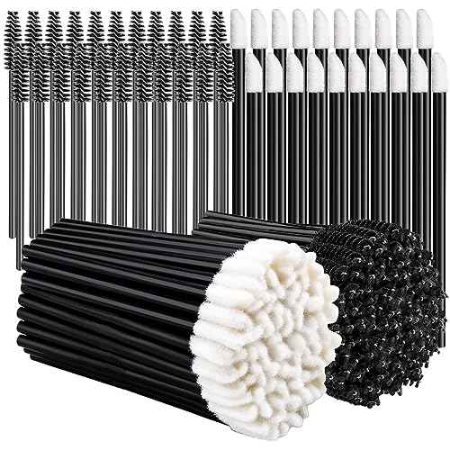 Teenitor Mascara Wands, Disposable Mascara Wand 200pcs, Lip Applicators Disposable Mascara Makeup Applicator Lipgloss Lip Brush Mascara Brush Lipstick Tester Wands Black