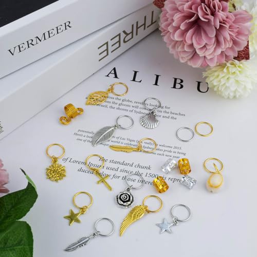 220Pcs Hair Beads Jewelry Braid Accessories Hair Clips Dreadlocks Braiding Accessories Braid Cuffs Metal Hair Coils Rings Women Braid Butterfly Hair Jewelry Gold Hair Jewels Pendants Charms Decoration