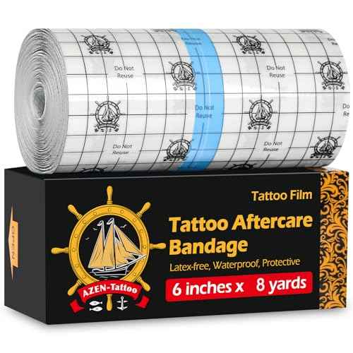 AZEN Tattoo Aftercare Bandage, 6"x 8 Yard, Waterproof Second Skin Cover up Tape, Healing Wrap, Tattoo Supplies