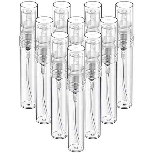 Fandamei Mini Spray Bottle, 10 Pack 5ml Mini Plastic Spray Bottle Empty, Fine Mist Refillable Mini Perfume Bottle, Perfume Atomizer, Small Sample Containers, Plastic Portable Travel Bottle, Clear