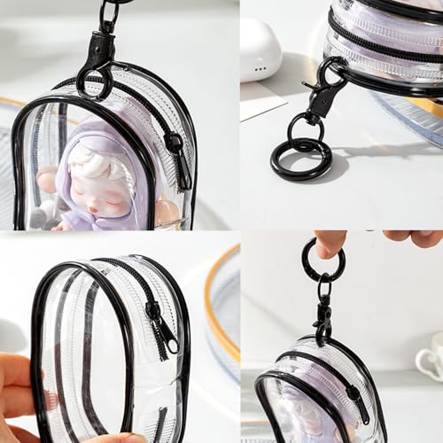4PCS Clear Makeup Bag, Mini Makeup Bag for Purse, Waterproof Lipstick Holder Cute Case Coin Purse Wallet Card Holder Data Cable Organizer Zipper Pouch Black and White (No Hooks)
