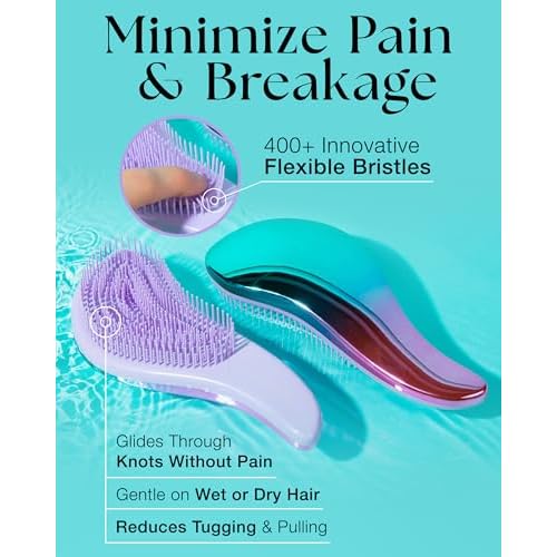 Lily England Detangler Hair Brush for Curly, Thick, Straight & Natural Hair - Gentle Detangling Brush for Women, Kids & Toddlers with Flexible Bristles - Smooth Hairbrush for Wet & Dry Hair, Ombre