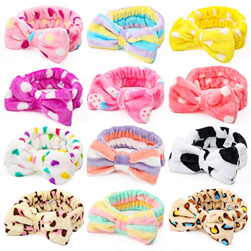 3 otters 12Pack Spa Headband for Women, Makeup Headband for Washing Face, Soft Microfiber Skincare Headbands for Girls Teens, Facial Spa Shower, Christmas Gifts
