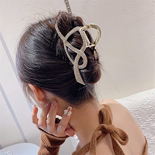 Rhinestone Hair Clips For Women£¬4inch Crystal Hair Catch Barrette Metal Jaw Clamp For Girls£¬Fancy Rhinestone Claw Fashion Hair Accessories For Lady'S Gift