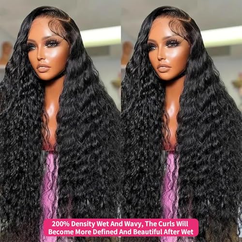 13x6 Full Lace Frontal Wig Water Wave Virgin Human Hair Wigs 200% 18 Inch Deep Wave 13x6 HD Full Lace Frontal Wigs For Black Women Wet and Wavy Wig