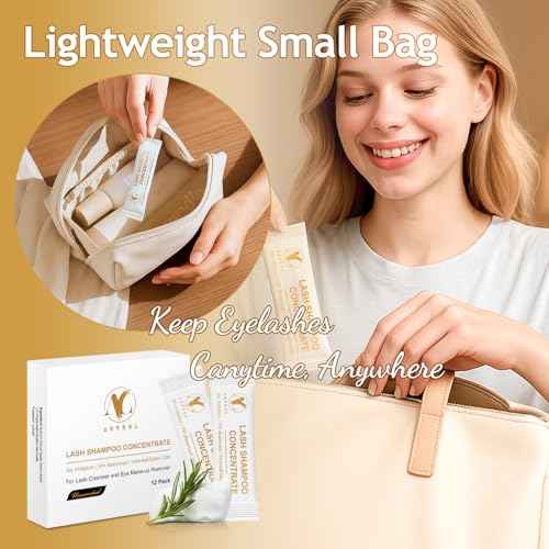 Lash Shampoo Concentrate Unscented Eyelash Cleanser Concentrate Pack 12 Bags Lash Wash Concentrate Foaming DIY Lash Foam Concentrate Eyelash Extensions Shampoo Travel Home Care Eyelash Supplies