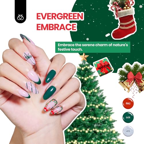Beetles Christmas Gel Nail Polish Set, Glitz Galaxy UV LED Soak Off Gel Kits, 44Pcs Burgundy Red Gold Green Silver Blue Pink Sparkle Shade with Base Top Coat Winter Manicure Gift for Women