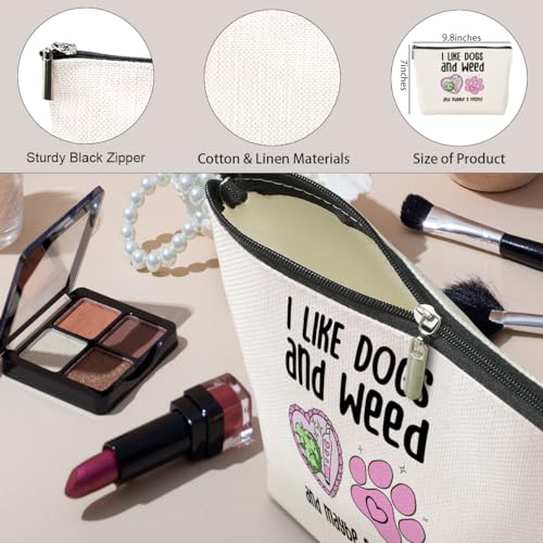 Funny Makeup Bag Weed Gifts Dog Gifts Weed Accessories Green Leaves Decor Dog Mom Christmas Birthday Friendship Gifts for Women Friends Dogs Lovers Her Girl Niece Mothers Day Travel Toiletry Bag