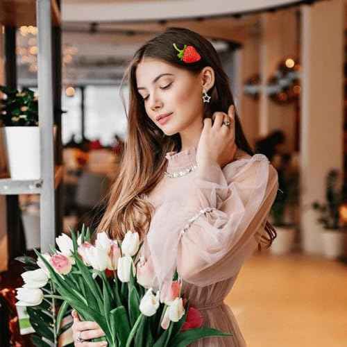 10 Pcs Strawberry Hair Clips Women Bangs Alligator Clips Christmas Birthday Decoration Accessories Fruit Daily Hairpins Red Green Bobby Pins
