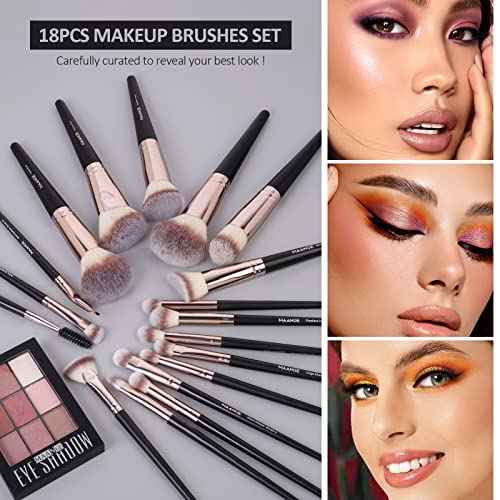 Makeup Brushes, MAANGE 18 Pcs Professional Makeup Brush Set Premium Synthetic Face Kabuki Brush Kit Foundation Blush Powder Eyeshadow Brushes Set£¨Black Gold)
