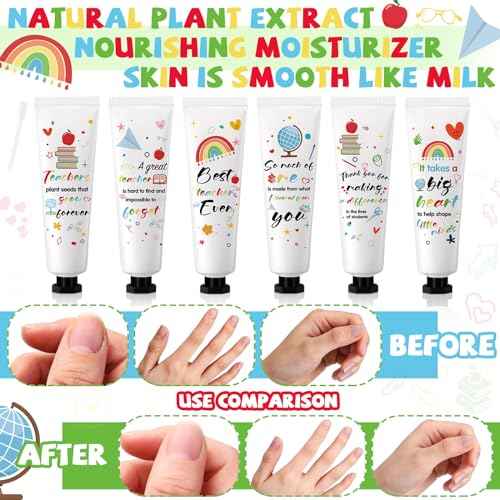 12 Set Christmas Teacher Appreciation Gifts Hand Cream Set Moisturizing Hand Lotion Thank You Teacher Gifts Travel Size with Cards Organza Bags for Dry Cracked Mother's Day
