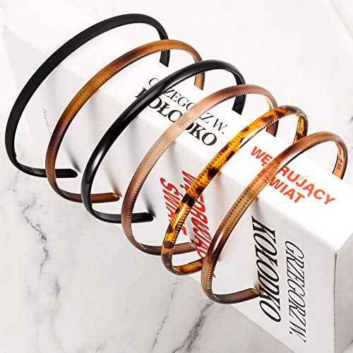 WILLBOND 6 Pieces Plastic Headbands for Women Thin Headband with Teeth Plain Head Bands for Halloween Christmas Women's Hair