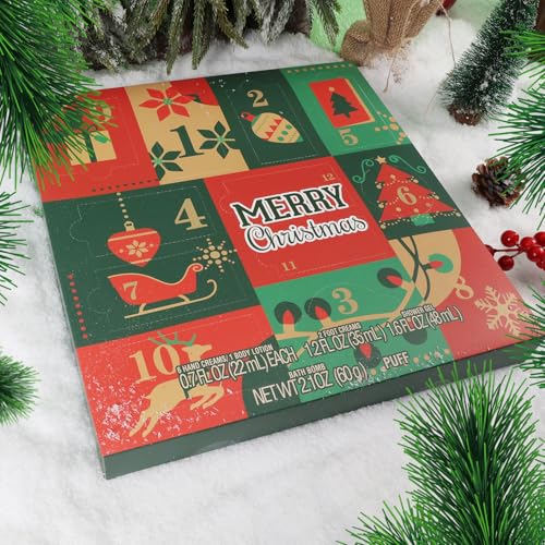Beauty Advent Calendar 2025, 12 Days Christmas Holiday Gifts for Women Girls Makeup Advent Calendar 2025 Xmas Countdown Calendar 12pcs Hand Cream Gifts Sets with Hand Lotion Body Lotion Bath Sets