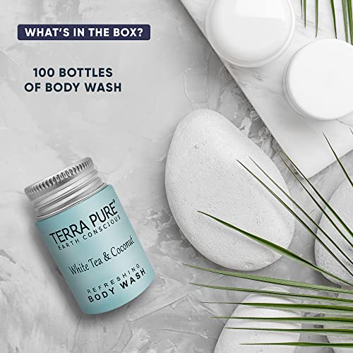 Terra Pure White Tea & Coconut Body Wash, Travel Size Hotel Amenities, 1 oz. (Case of 100)
