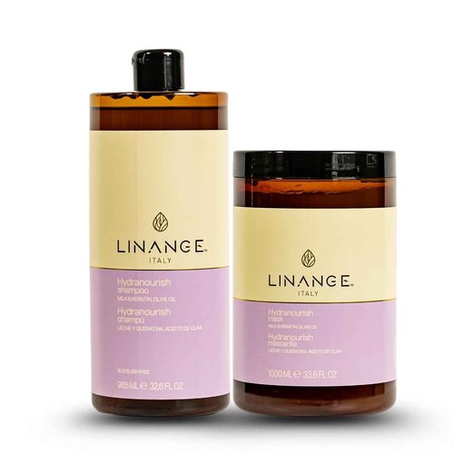 LINANGE Hydranourish Mask - Hydrating & Nourishing Milk, Keratin, and Olive Oil Hair Mask, 1000ml / 33.8 oz.