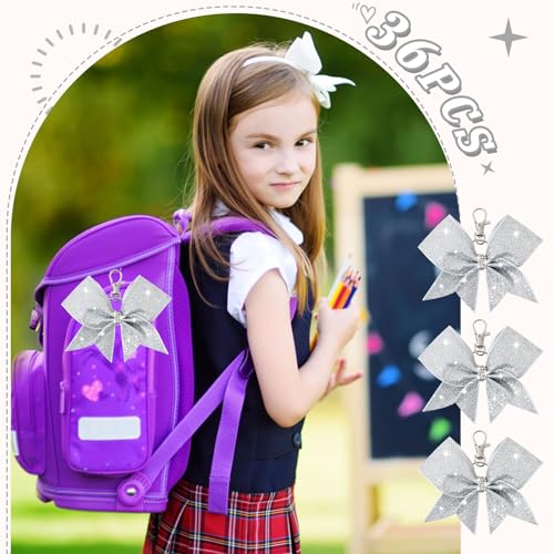 Aileam Cheer Bow Keychain Glitter Bow Keychain Hair Bow for Girls Rhinestones Sequin Bow School Senior Cheer Bow Accessories